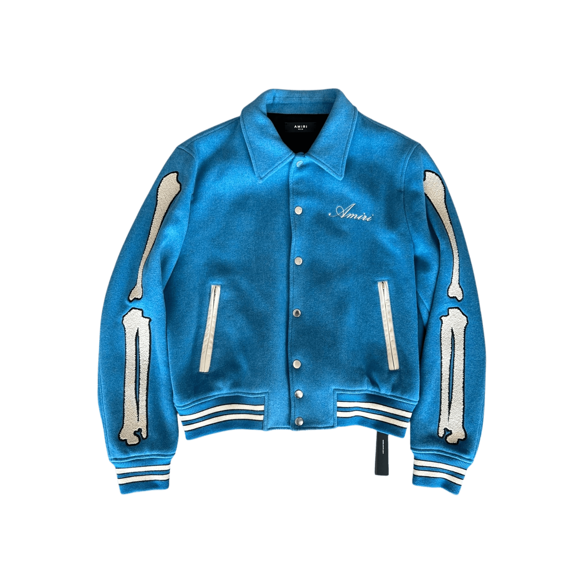 AMIRI BLUE & WHITE BONES VARSITY JACKET